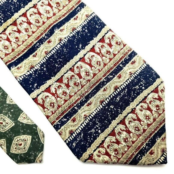 Tommy Hilfiger Blue Red Green Two Tone Silk‎ Tie Wi - Picture 1 of 7